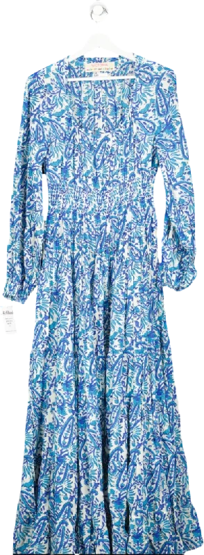 Women's maxi dress vine glow -Victoria Blue Floral Maxi Dress UK S/M