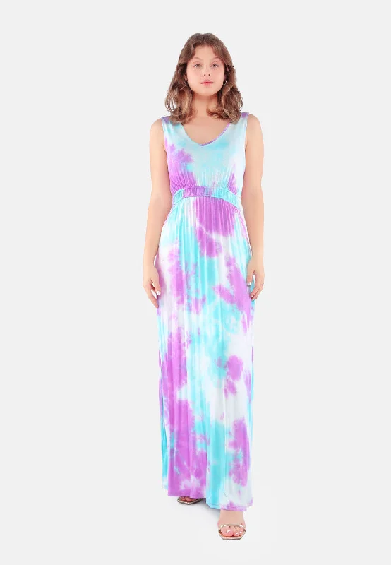 Women's maxi dress desk chic -Tie Dye Summer Maxi Dress