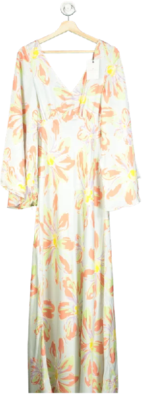 Women's maxi dress loose flair -By Malina Floral Tie-Back Maxi Dress One Size