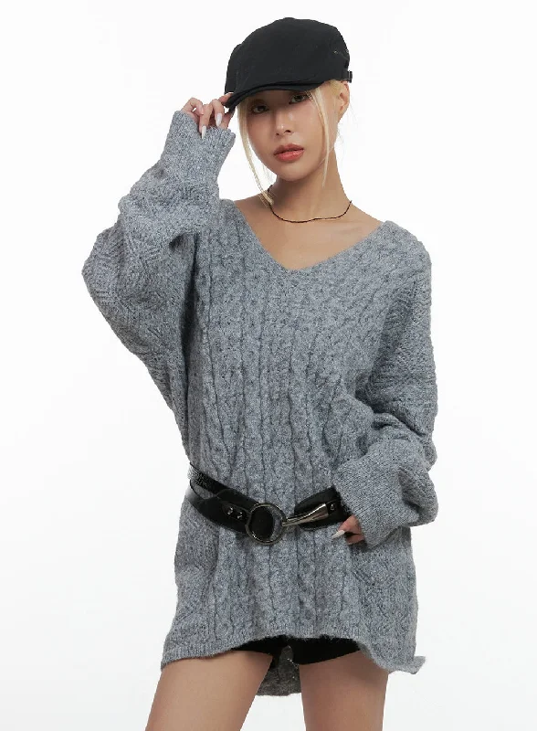 Women's mini dress rare flair -Cozy Cable Knit Mini Dress CS425