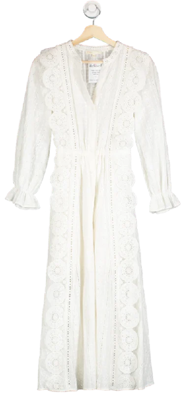 Women's maxi dress pleat flair -Maje White Lace Maxi Dress UK 6