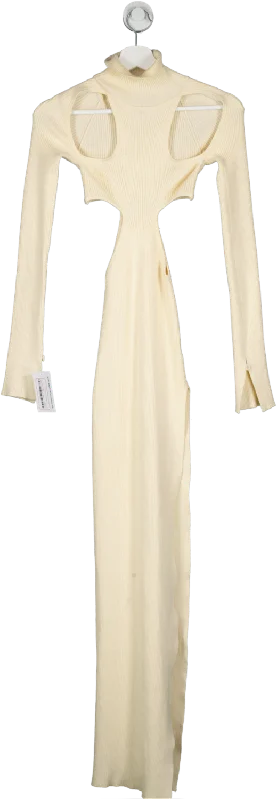 Women's maxi dress stripe glow -Ego Cream Ribbed Cut Out Maxi Dress UK 6