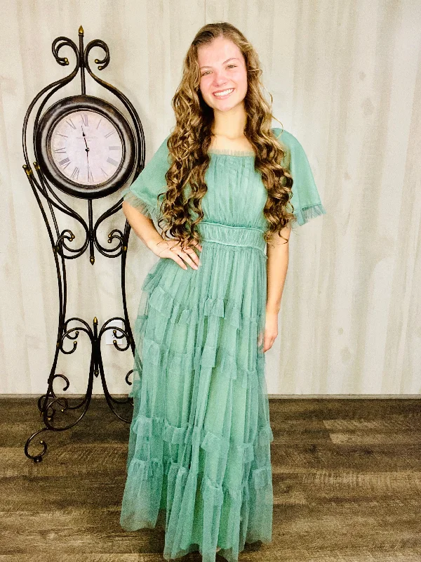 Women's maxi dress grit glow -Dreaming Princess Maxi Dress- Dusty Teal