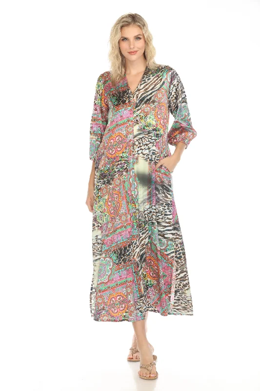 Women's maxi dress knot pop -Johnny Was Kahinu Paisley Tie Silk Maxi Dress C36624BE