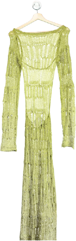 Women's maxi dress fresh glow -Jaded Lime Green Knit Long Sleeve Maxi Dress XS