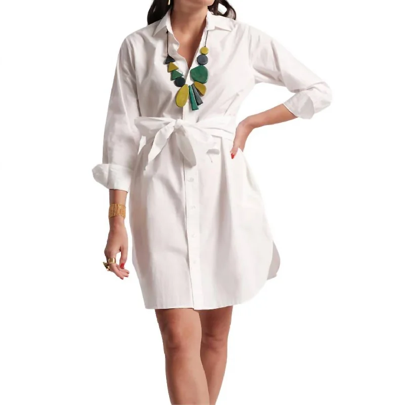 Women's shirt dress flare flair -Perfect Shirtdress In White