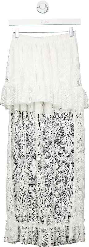 Women's maxi dress pro flair -Zack White Lace Maxi Skirt UK S