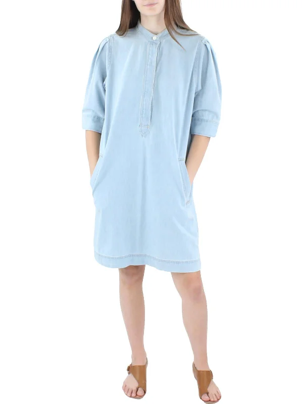 Women's shirt dress flash pop -Goddard Womens Denim Half-button Shirtdress