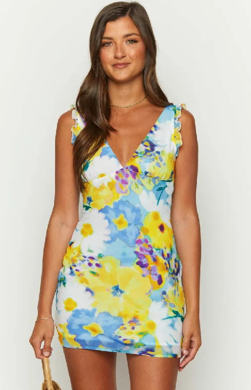 Women's mini dress ever glow -Albie Blue Floral Mini Dress