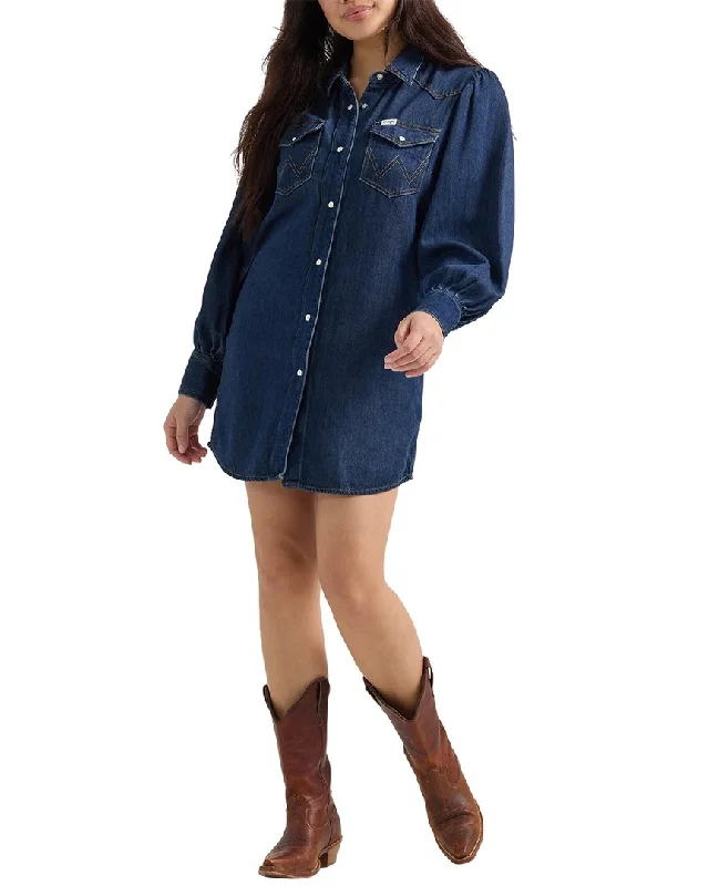 Women's shirt dress tidy chic -Wrangler Balloon Sleeve Shirtdress