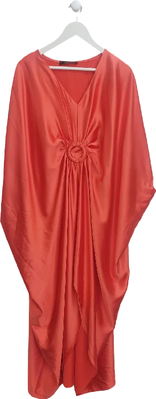 Women's maxi dress deal chic -Jenerique Red Satin Drape Maxi Dress One Size