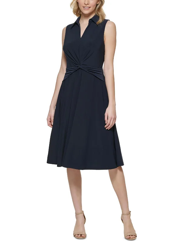 ladies-flared-dress-effortless-ember-Womens Twist-Front Midi Fit & Flare Dress