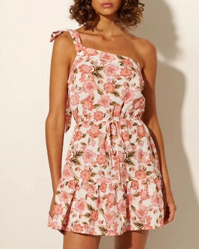 Women's mini dress short flair -Honor Mini Dress In Mila Peach Floral | Mila Peach Floral