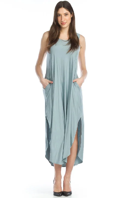 Women's maxi dress boom glow -Papillon Soft Stretch Maxi Dress with Crossback & Pockets, Lagoon (PD-12663)