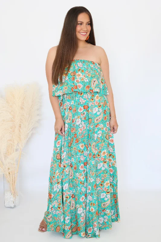 Women's maxi dress rich flair -Piper Strapless Maxi Dress (FINAL SALE)