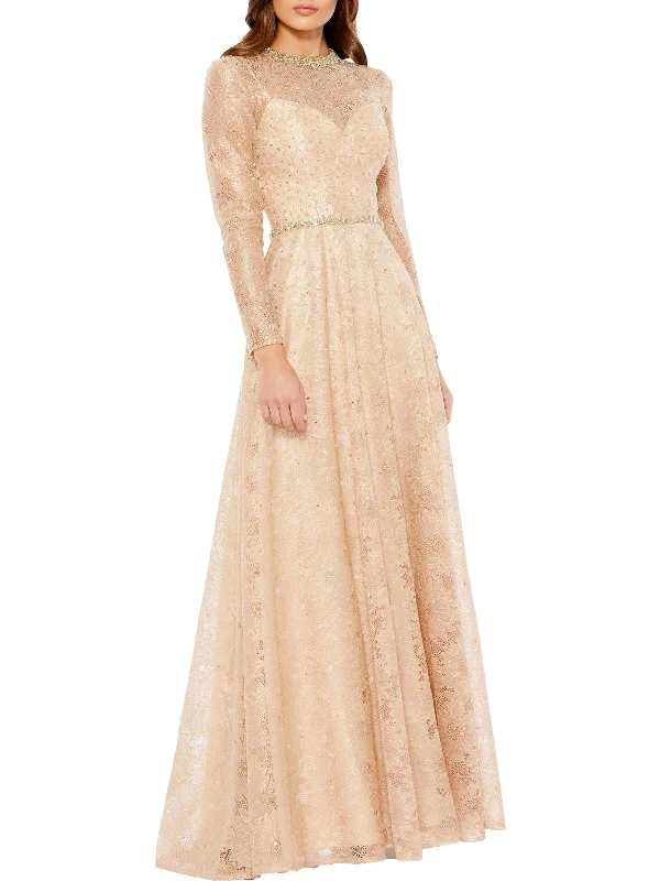 Women's maxi dress kin chic -Womens Lace Maxi Evening Dress