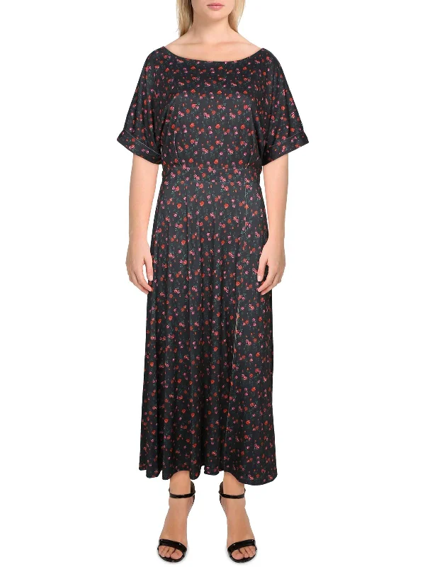 ladies-midi-dress-eco-essence-Lana Womens Floral Print Long Midi Dress