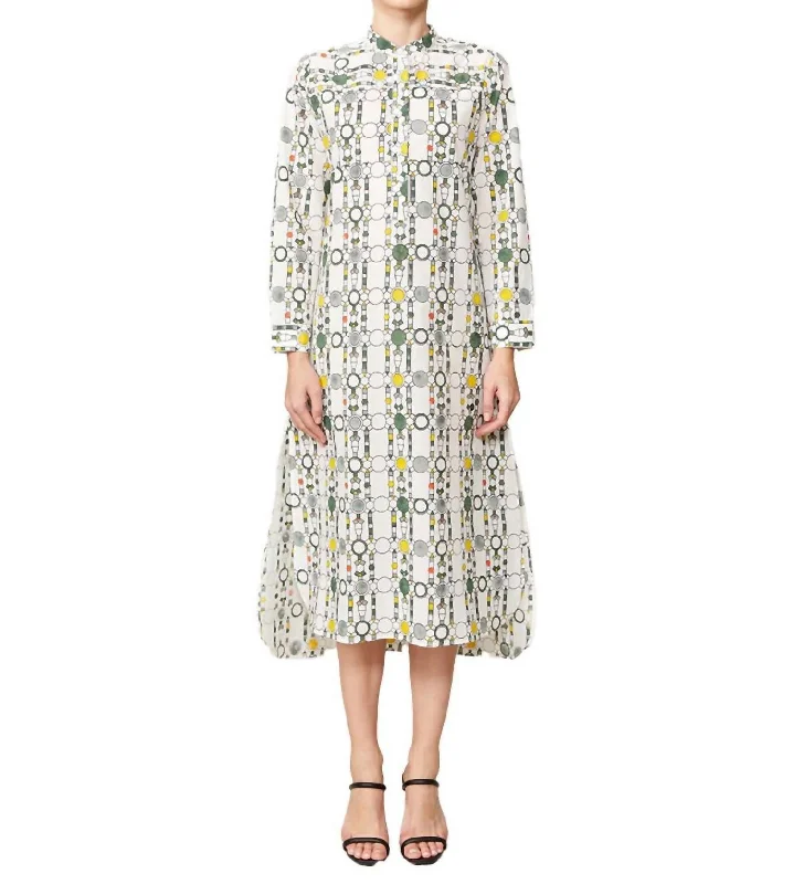 Women's shirt dress sheer glow -Annalise Khadi Cotton Shirt Dress In Spheres