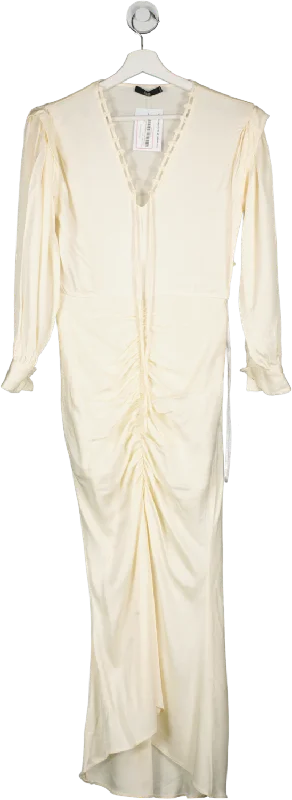 Women's maxi dress deal chic -Nisse Cream Ruched Shirt Maxi Dress UK 8