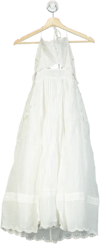 Women's maxi dress linen flair -REISS White Halter Neck Maxi Dress UK 8