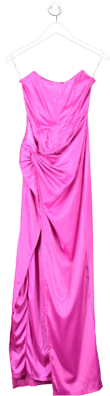 Women's maxi dress morn pop -Club L Romancing Hot Pink Satin Bandeau Corset Maxi Dress UK 8