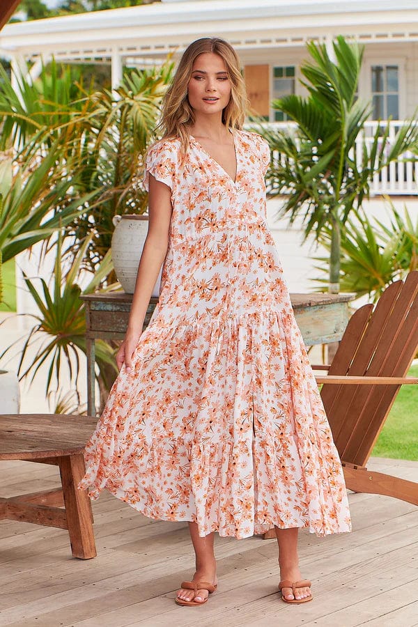 Women's maxi dress bud flair -Melissa Maxi Dress - Apricot Prairie