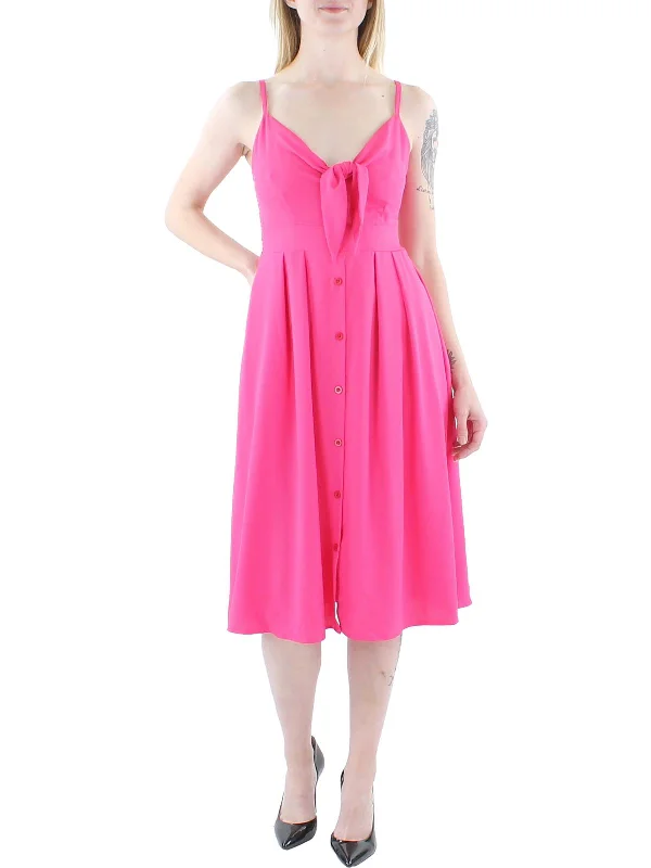 ladies-flared-dress-flirty-fawn-Womens Tie-Front Knee-Length Fit & Flare Dress