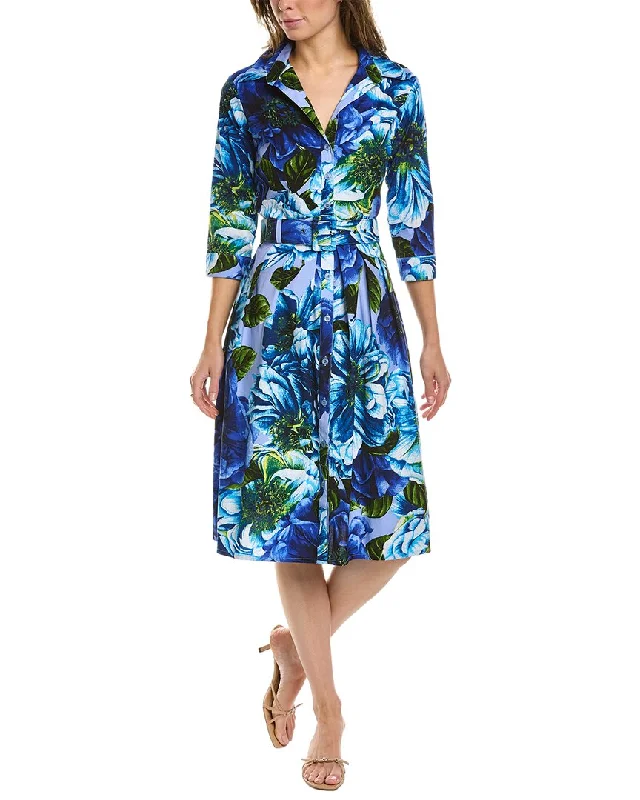 Women's shirt dress bold glow -Samantha Sung Audrey 1 3/4-Sleeve Shirtdress